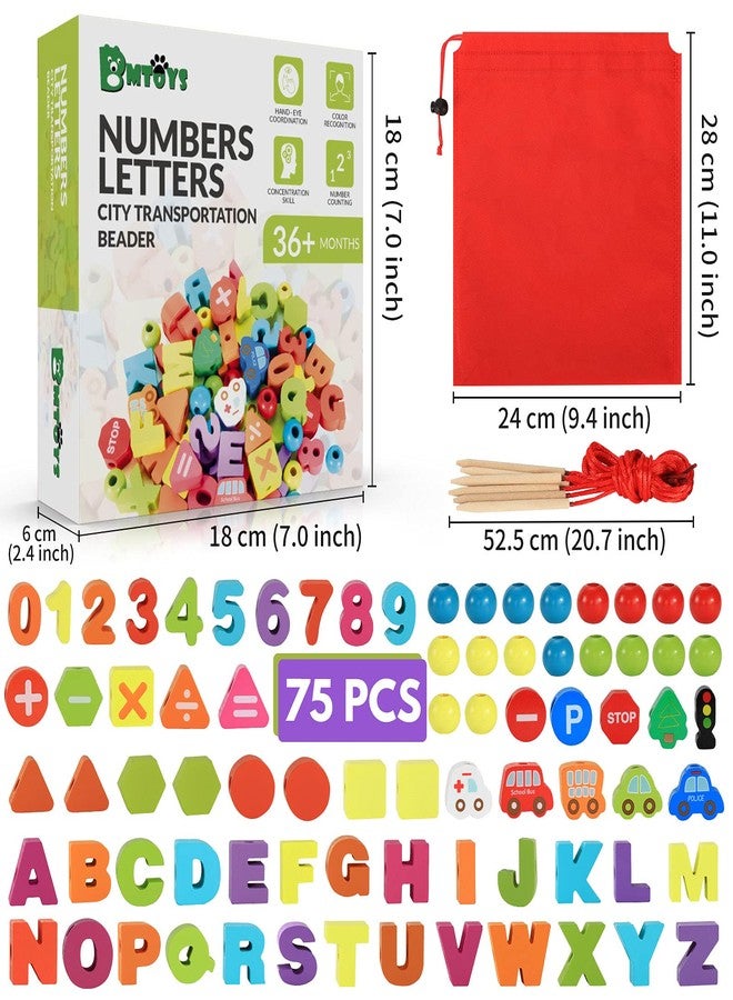 BMTOYS Wooden Lacing Toy Alphabet Number Threading Beads for Boys Girls Age 3 4 5 6 Montessori Educational Learning Birthday Gift - Image 2